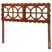 Baxton Studio Nansen Wood Headboard with Scalloped Frame - Geometric Cutout Decorative Panel for Bed Frame, Modern Coastal Bedroom Accent with Adjustable Height, Queen, Walnut